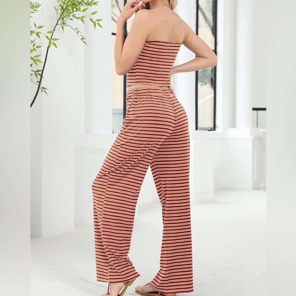 NWOT Striped Strapless two piece Set - Picture 3 of 8